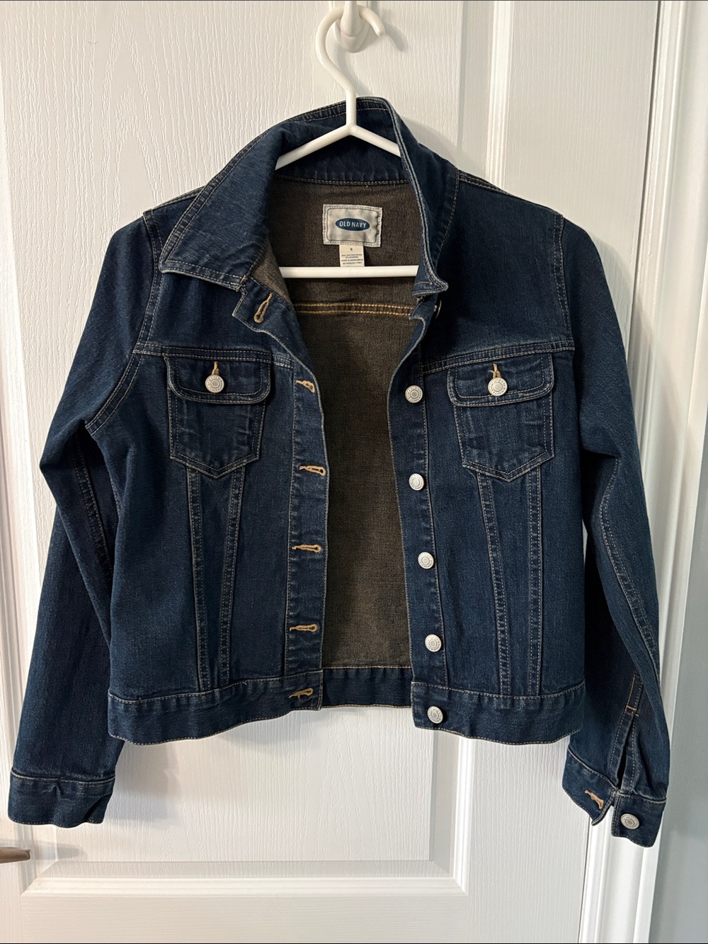 Old Navy Navy Blue Denim Trucker Jacket - Women